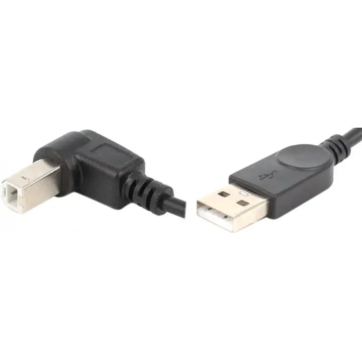 Кабель USB 2.0 AM-BM, 1.0 м, на верх 90° чорний