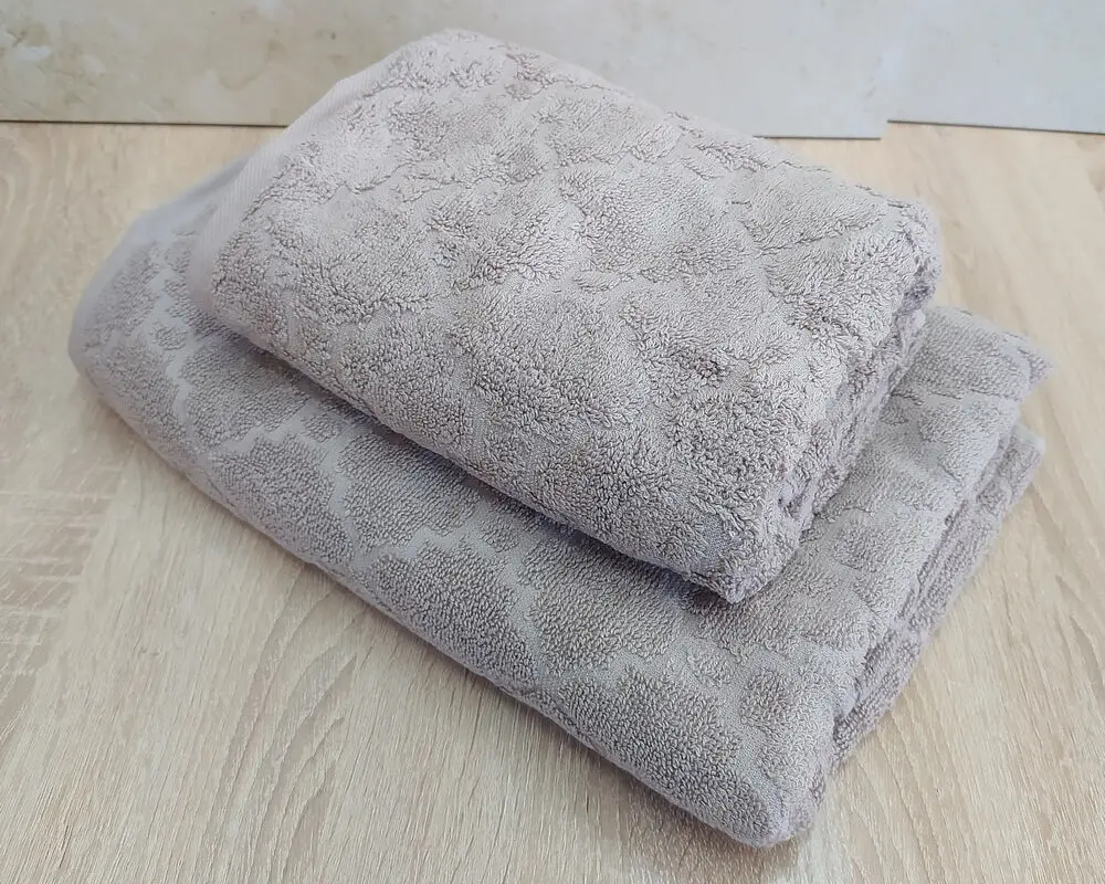 Набір турецьких махрових рушників 50х90+70х140 Gulcan Jacquard Cotton Lux Motif Beige - фото 3