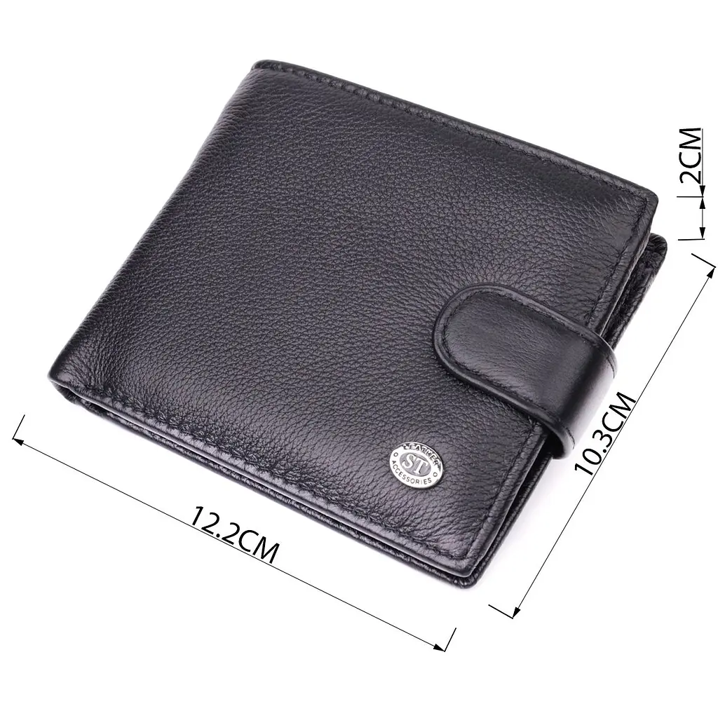 Горизонтальне чоловіче портмоне з натуральної шкіри ST Leather 22487 чорний - фото 8