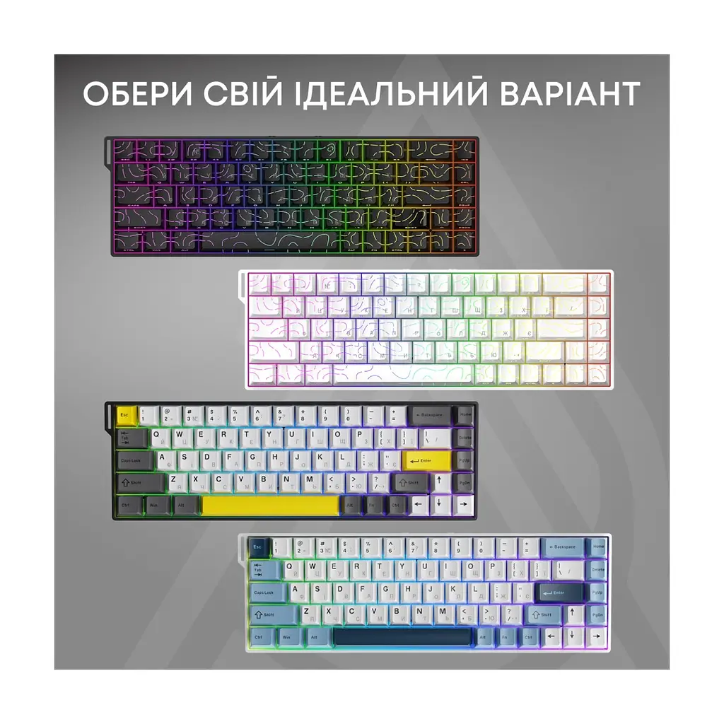 Клавіатура Ajazz AK680 V2 Ice Island Magnetic Switch USB UA Gray/Black (AK680-V2-I-GB) - фото 6