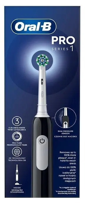 Зубна електрощітка Braun Oral-B Pro1 D305.513.3X CrossAction Чорний - фото 3