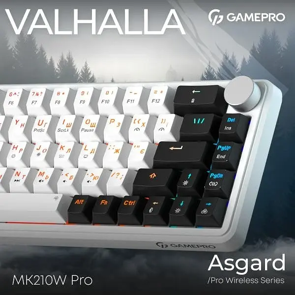 Bluetooth Клавіатура GamePro Asgard Valhalla MK210W Pro 65 RGB Wireless/Bluetooth/USB White (MK210W Pro) UA - фото 3