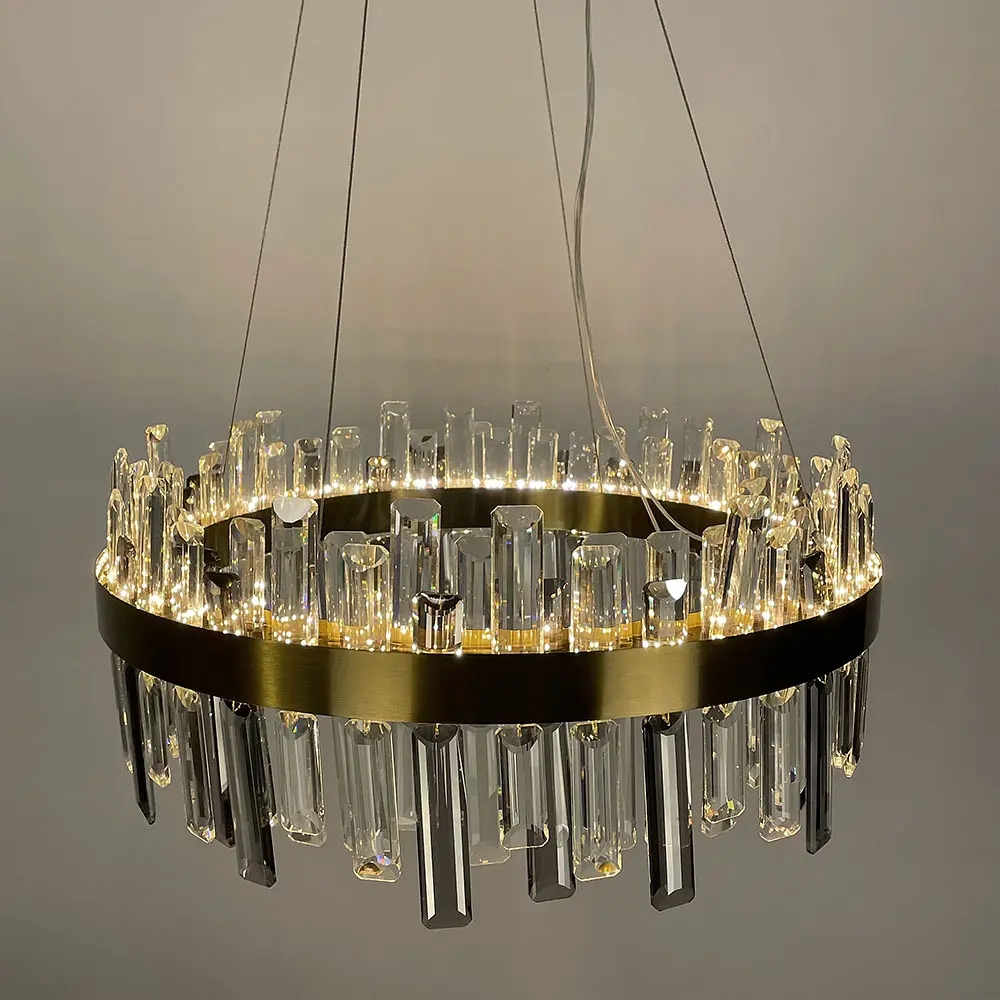 Подвесная кольцевая люстра с хрусталем в латунном корпусе Ø 60 см | Ст. MJ 210-600 AB | Line F - фото 4