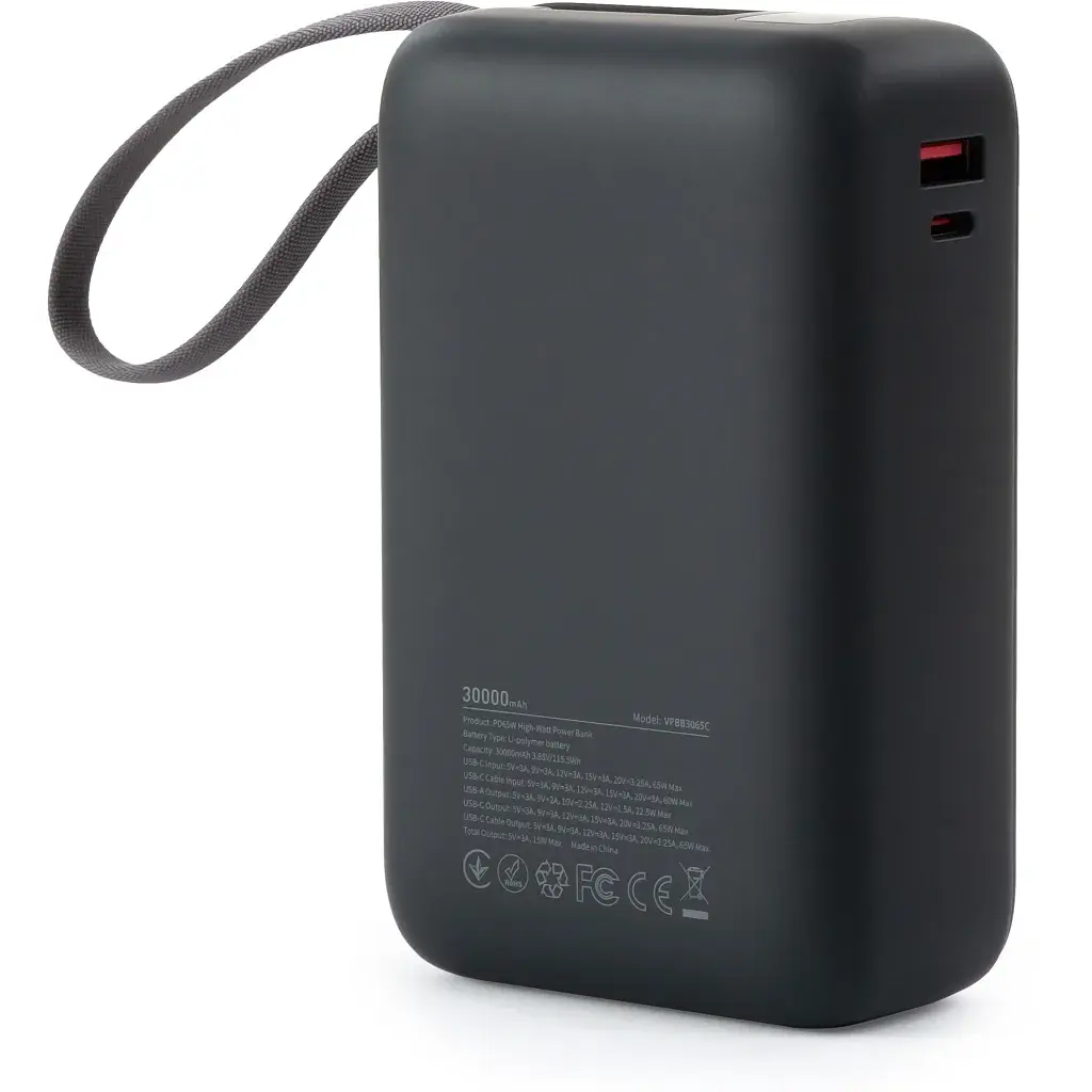 Батарея універсальна Vinga 30000 mAh 65W Display Cable (VPBB3065C) - фото 2