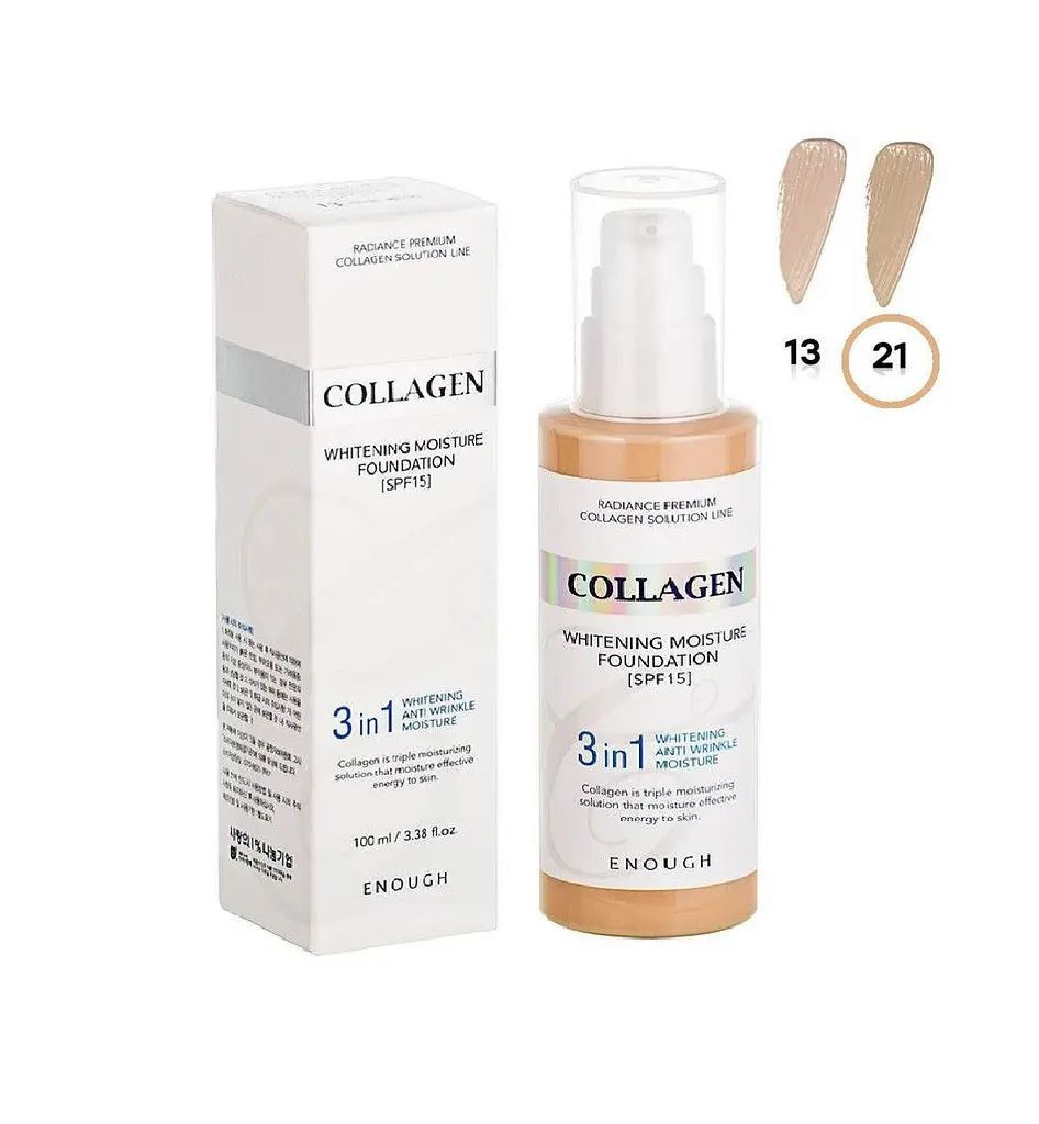 Тональний крем для обличчя Освітлення Collagen Whitening Moisture Foundation SPF15 (21) Enough 100 мл - фото 3