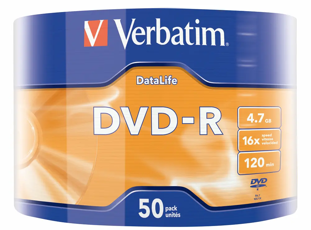 Диск Verbatim DVD-R 4,7Gb 16x DATA LIFE Tape Wrap 50 pcs (43791) (6267030) - фото 2