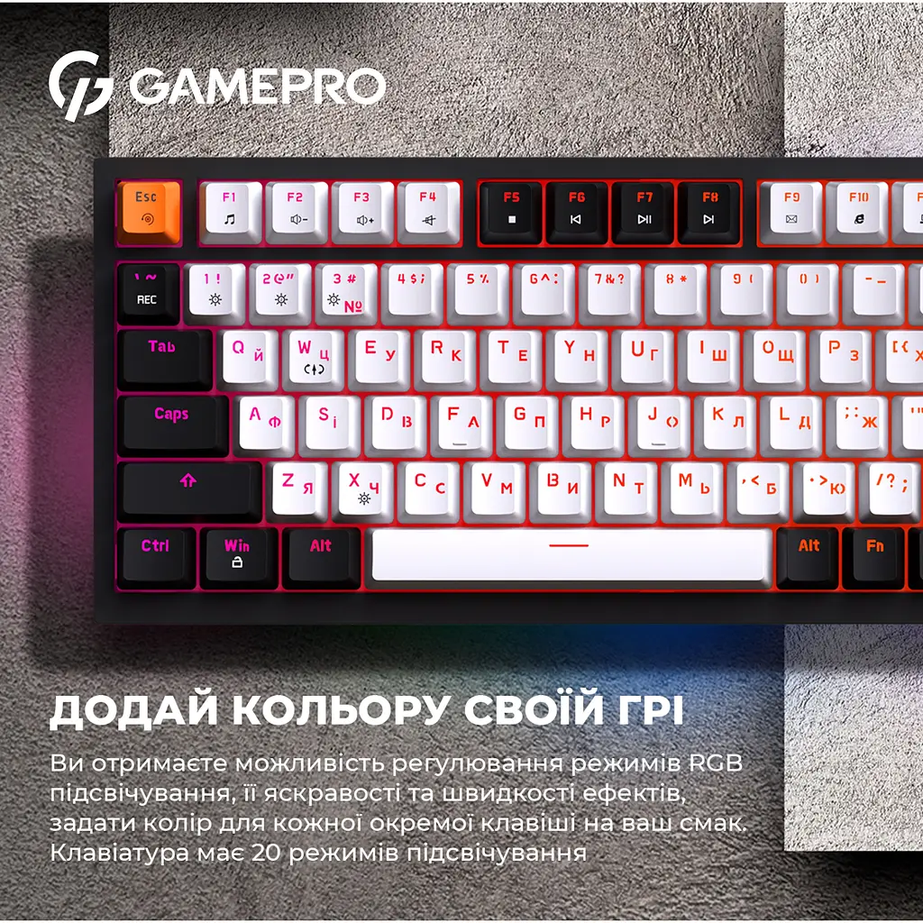 Клавиатура GamePro Red с Hot-Swap RGB Black проводная механическая (MK160B) - фото 17