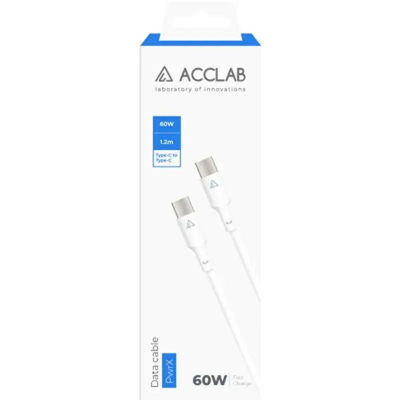 Дата кабель USB-C to USB-C 1.2m PwrX 60W ACCLAB (1283126559563) - фото 2