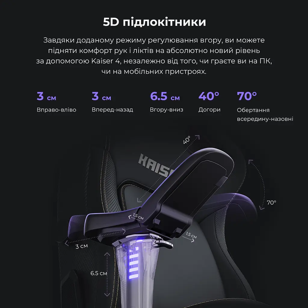 Крісло ігрове Anda Seat Kaiser 4 Violet Size L (AD12YDDC-L-20-V-PV/C) - фото 16