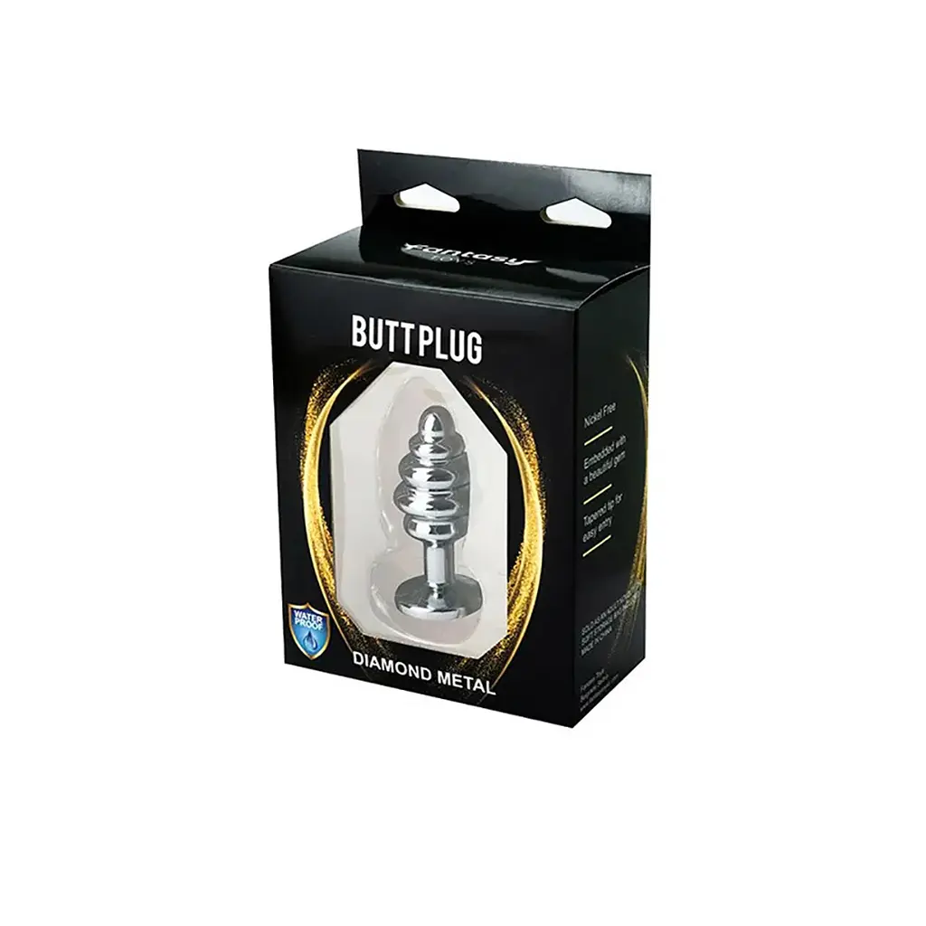 Анальна пробка Fantasy Silver Ribbed Butt Plug S 7 см (червоний) - фото 5