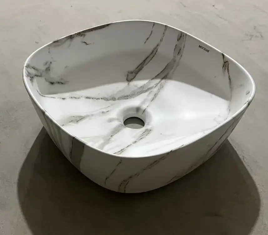Умивальник накладний Mixxus Premium Diverse-0104 marble 370x370x135 мм MP6537, Мармур - фото 5