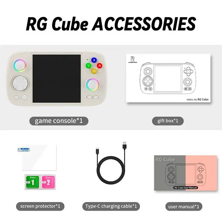 Ретро ігрова приставка Anbernic RG Cube 128GB Beige/White [109010] - фото 4