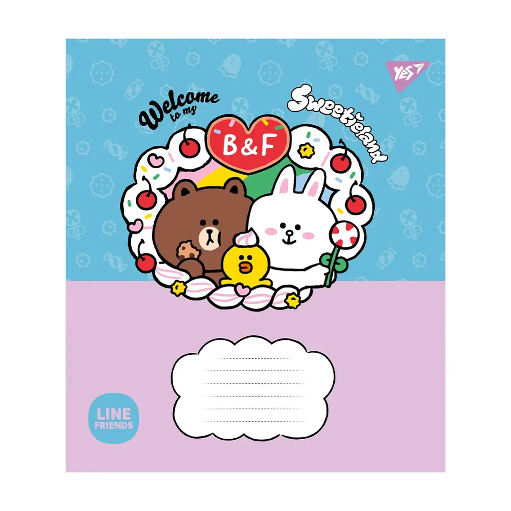 Зошит Yes Line Friends. Sweetieland 12 аркушів лінія (766949), в асортименті - фото 6
