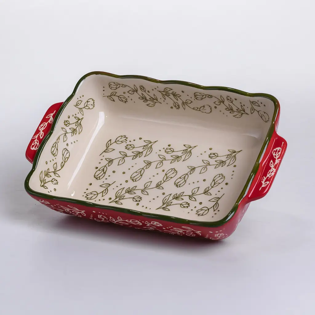 Форма для выпечки Vintage 23×14×5 (см) прямоугольная форма для выпечки в духовке с ручками Красный Yiwu HM05-09 - фото 5