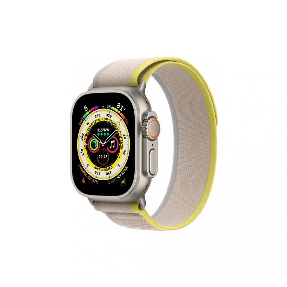 Смарт-годинник Apple Watch Ultra GPS + Cellular 49 mm Titanium Case with Yellow/Beige Trail Loop-M/L (MQF23/MQFU3) - фото 6