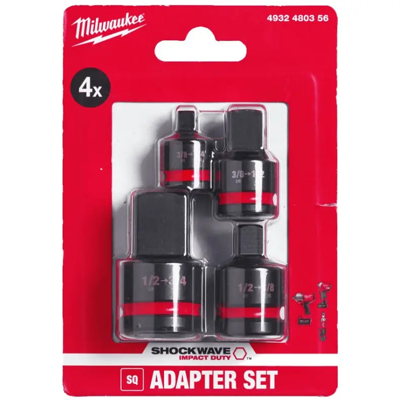 Набір перехідників ударних ShW 3/8"-1/4"; 3/8"-1/2"; 1/2"-3/8"; 1/2"-3/4" MILWAUKEE, (4шт) - фото 3