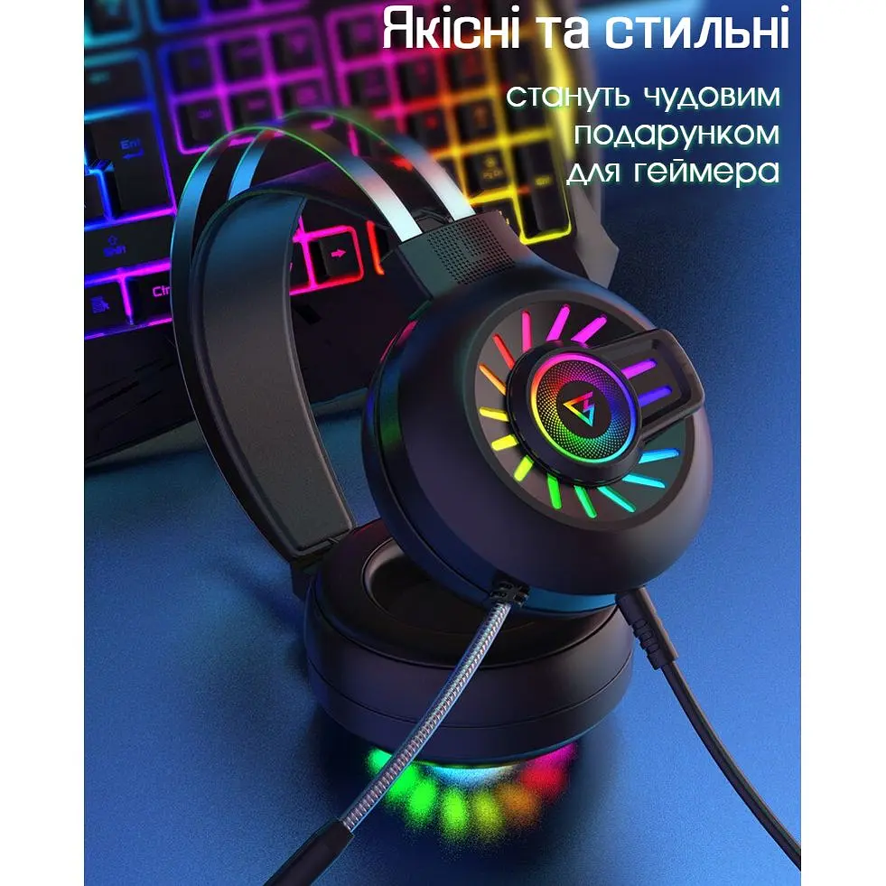 Дротові навушники з мікрофоном XTRIKE ME ігрові навушники з мікрофоном та RGB підсвічуванням, навушники для пк, Black
 - фото 7