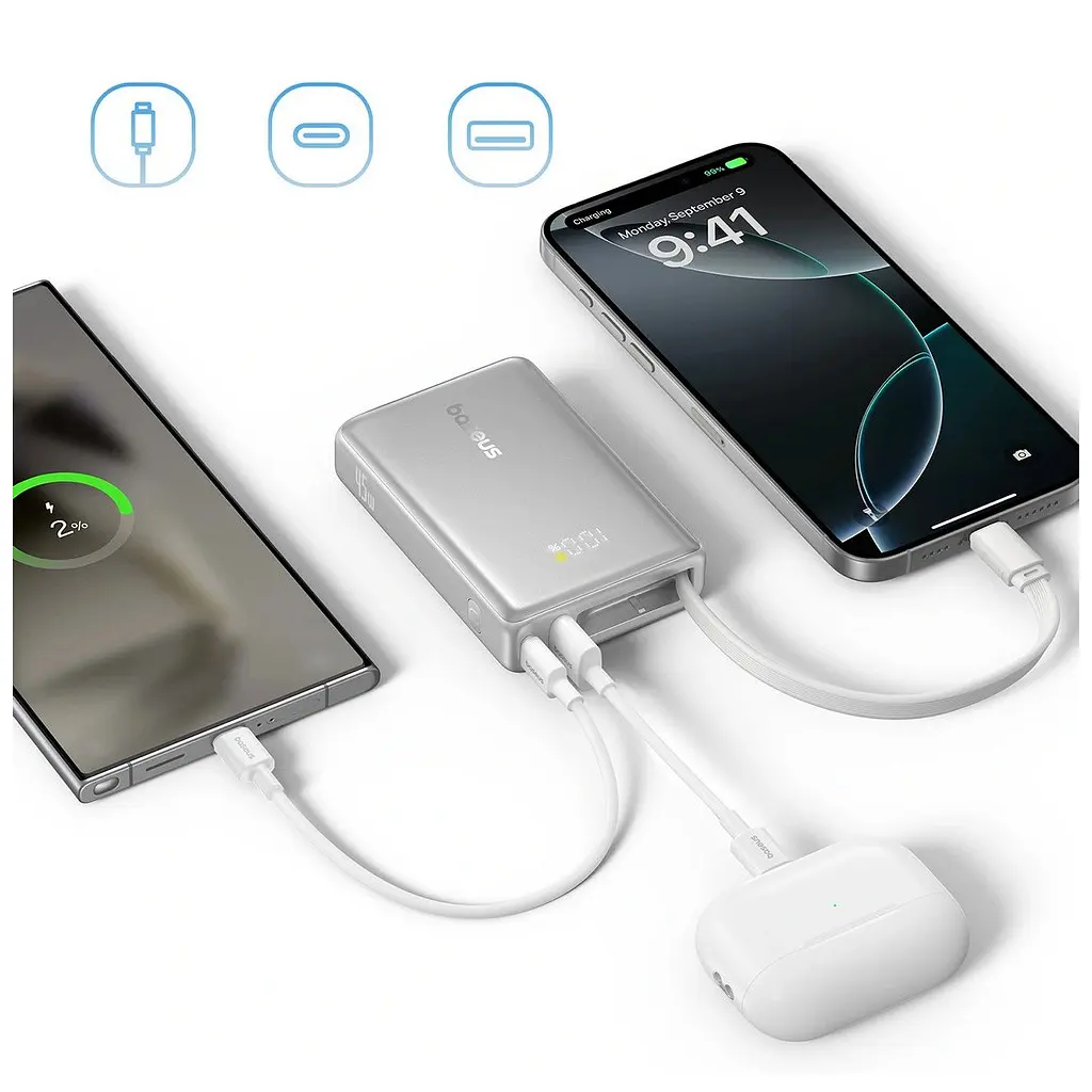 Батарея універсальна Baseus PicoGo 10000 мА·год 45 Вт PD, QC, Galaxy Natural Titanium (P10076803853-00) - фото 8