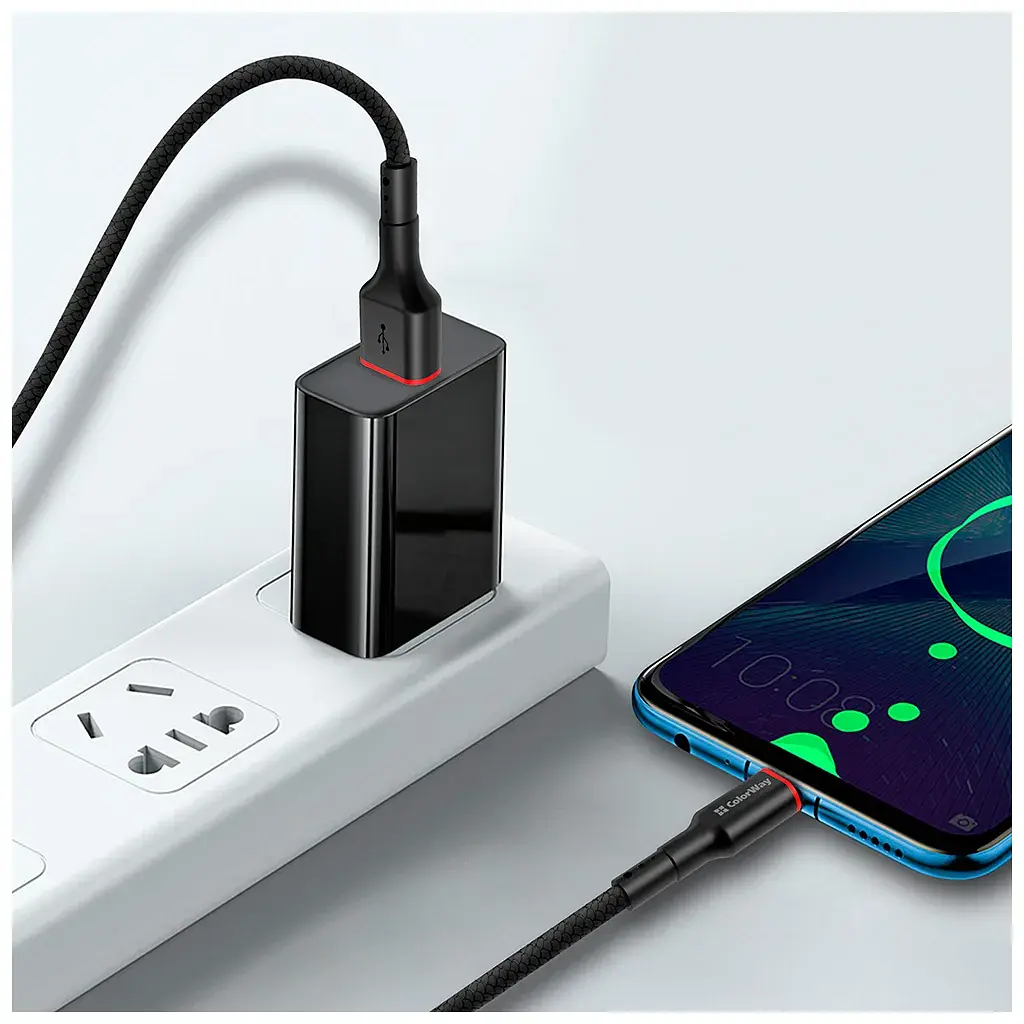 Дата кабель USB 2.0 AM to USB-C 1.0m 2.4А black ColorWay (CW-CBUC064-BK) - фото 7