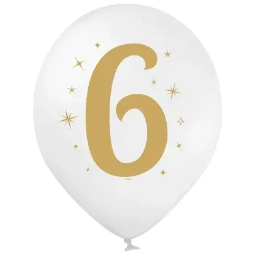 Кулька ММ 12" (30см) Цифра "6" на білій кулі BelBal 258-0398