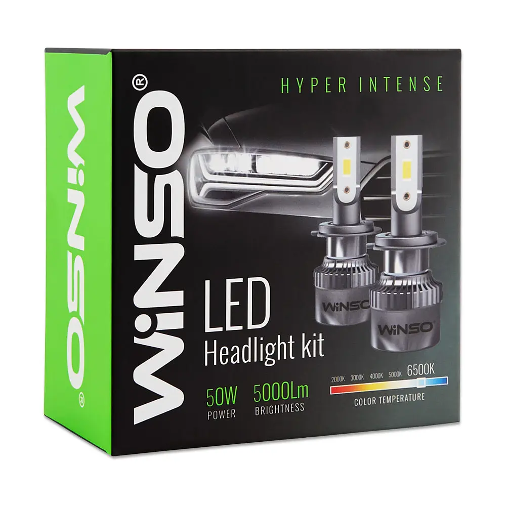 Автолампа Winso LED H7 12/24V 50Вт 5000Лм 6500K CSP3570 2 шт. (794700) - фото 5