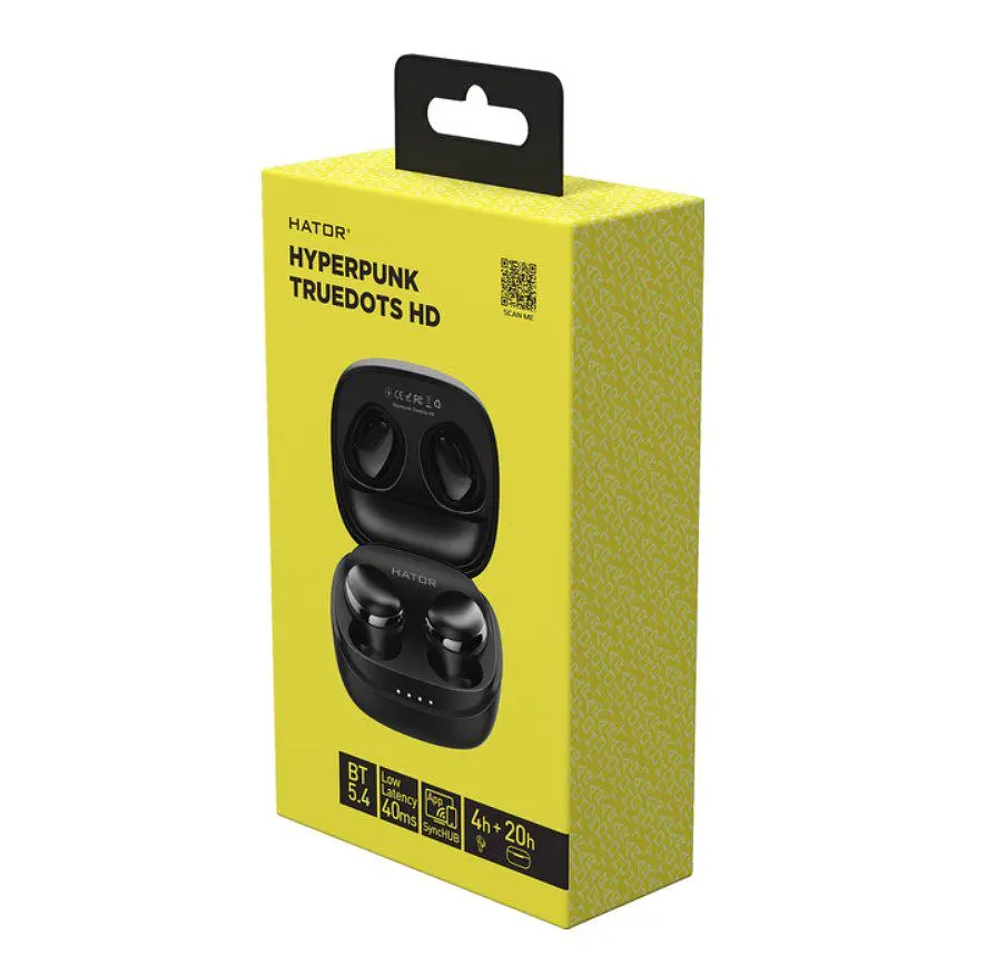 Бездротові Bluetooth 5.3 навушники з мікрофоном HATOR HTA-411B TWS Truedots Hyrrpunk HD Black - фото 5