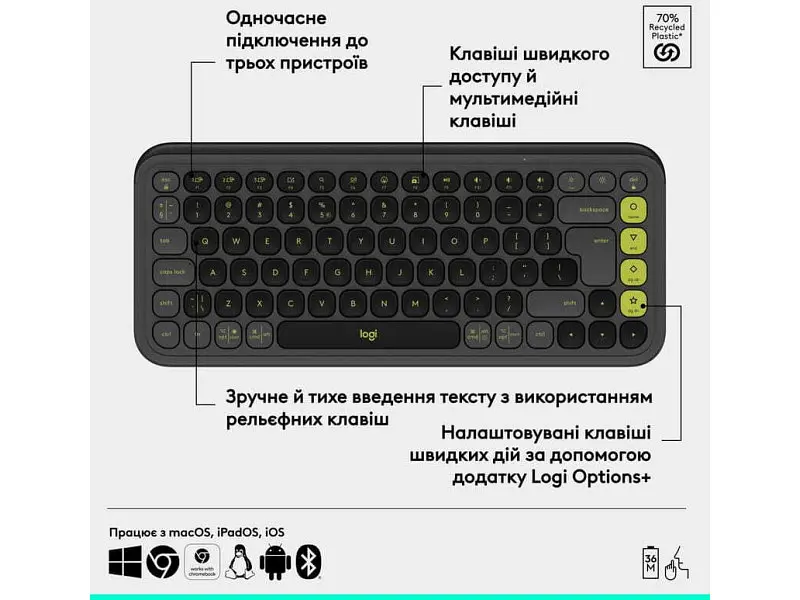 Клавіатура Logitech POP Icon Keys Graphite (920-013157) - фото 7