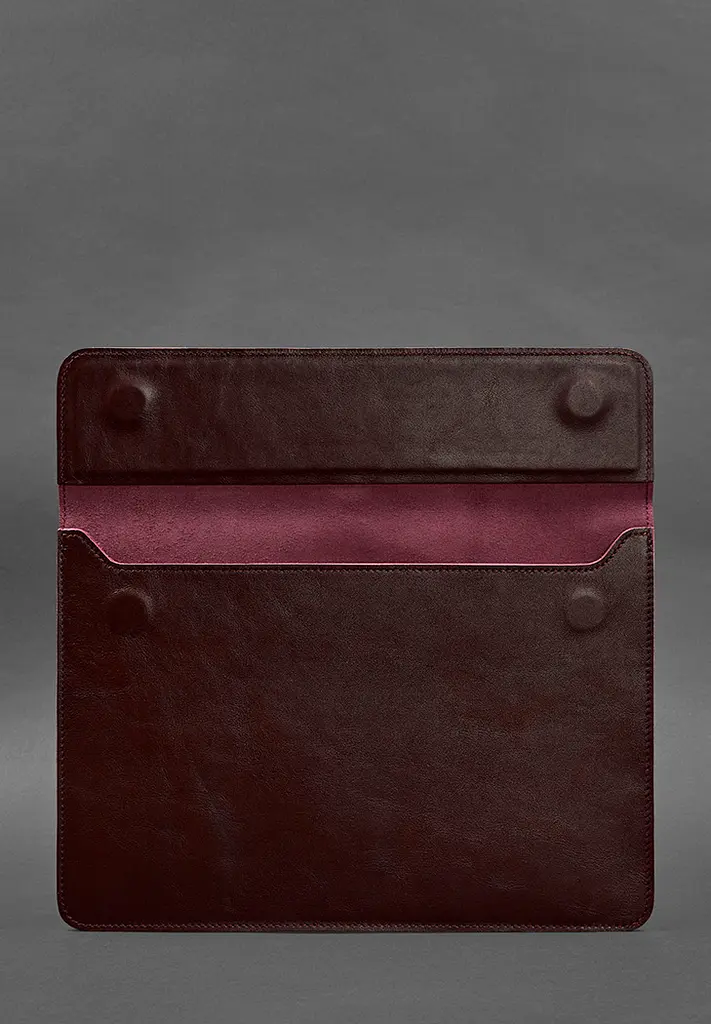 Кожаный чехол-конверт BlankNote на магнитах для MacBook 13 Бордовый - фото 3
