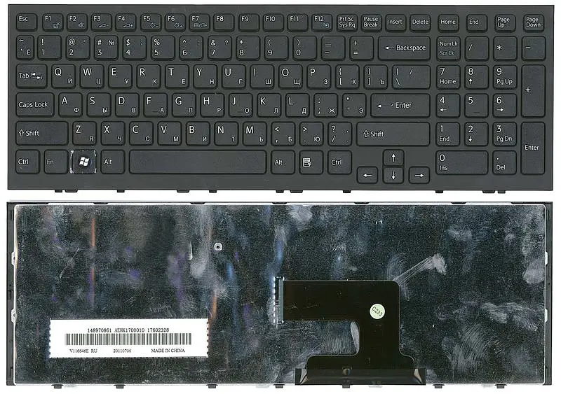 Клавіатура для ноутбука Sony Vaio (VPC-EH, VPCEH) Black, (Black Frame) - фото 3