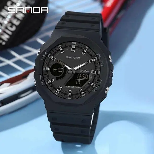 Водостійкий тактичний кварцовий годинник Sanda Jocker black - фото 2