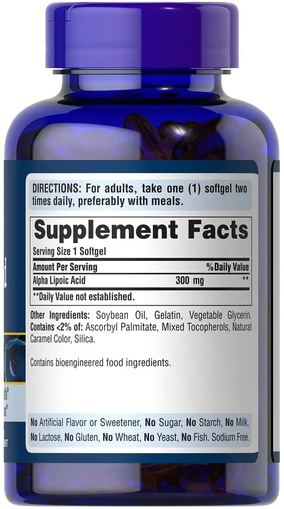 Альфа-липоевая кислота Puritan's Pride Alpha Lipoic Acid 300 mg 120 капсул - фото 2