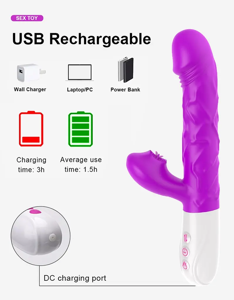 Вібромасажер SiliconeTongue Vibrator, USB 10 Function Boss Series 63-00064 100165 - фото 5