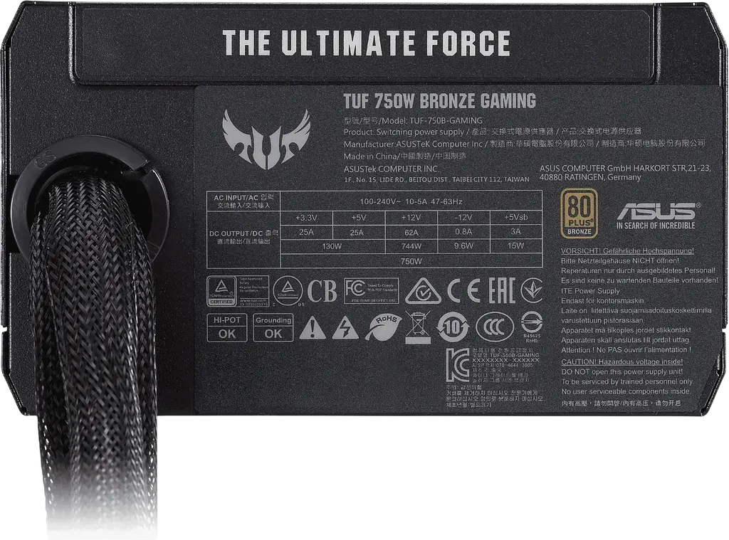 Блок живлення ASUS TUF 750W 80+ Bronze (TUF-GAMING-750B) - фото 4