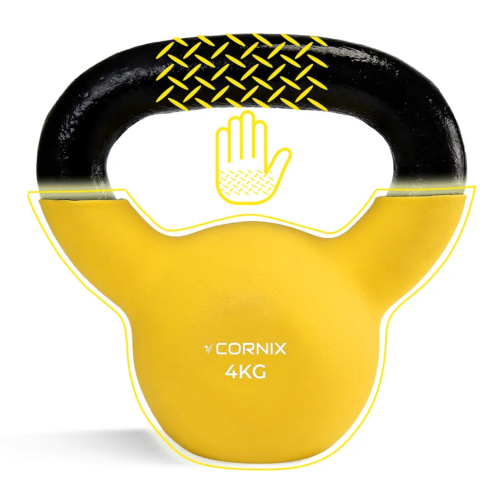 Гиря металева Cornix 4 кг з вініловим покриттям XR-0435 Yellow/Black - фото 3