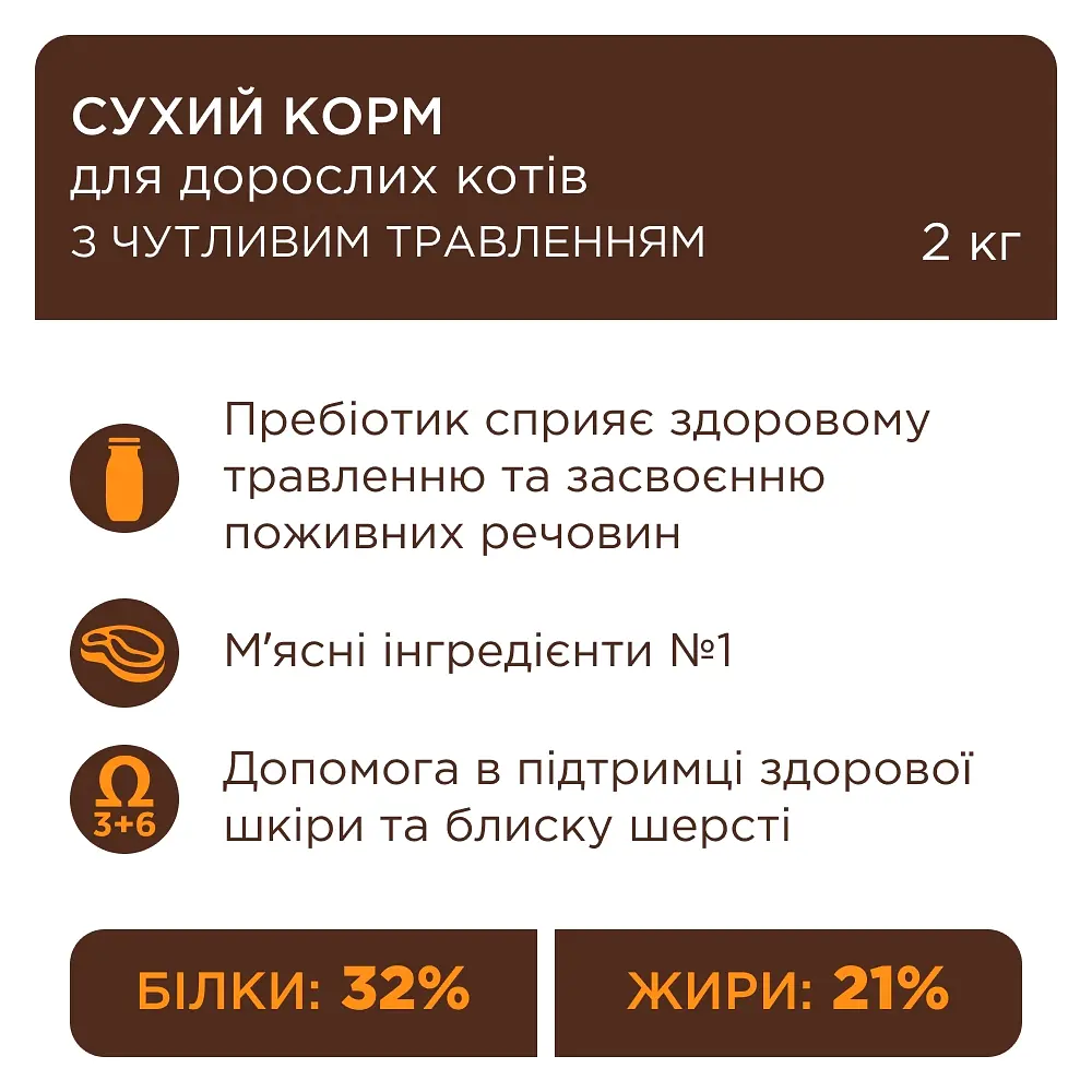 Сухой корм Club 4 Paws Premium для взрослых кошек с чувствительным пищеварением, 2 кг - фото 3