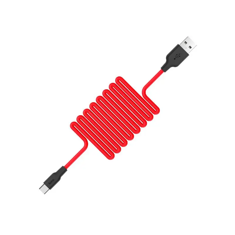 Дата кабель Hoco X21 Silicone Type-C Cable 1 м Чорний / Червоний - фото 2