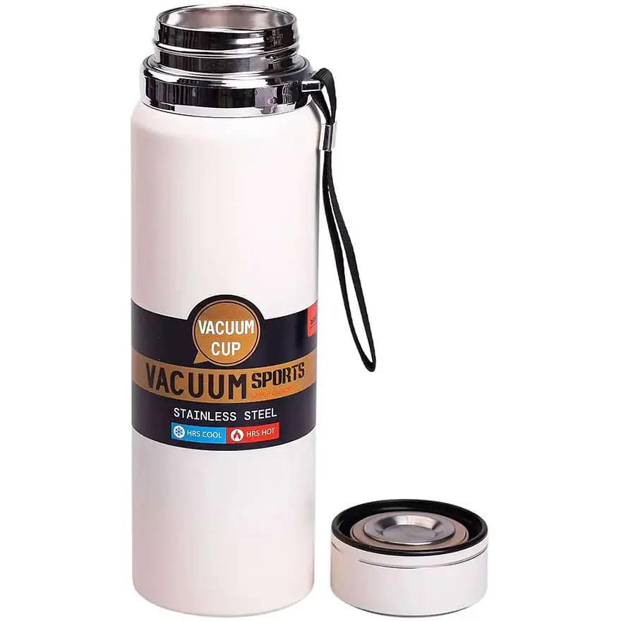 Термос Vacuum Sports 1 л с датчиком температуры и ситечком, белый Yiwu HP-14-30W - фото 3