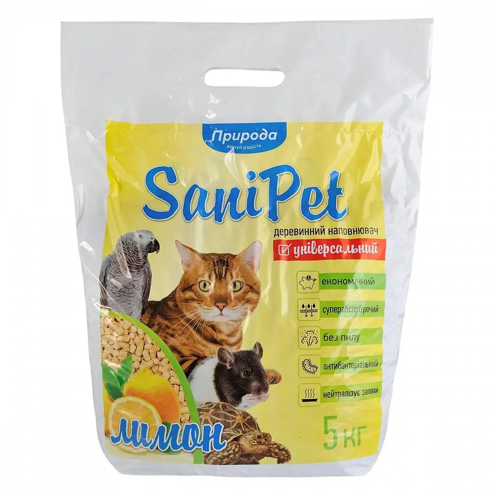 Наполнитель Природа Sani Pet деревянный универсальный с ароматом лимона 5кг PR240792 - фото 3