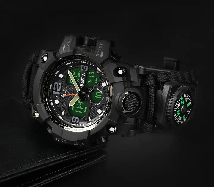 Наручний годинник чоловічий з компасом Besta Life Pro AllBlack Чорний (3085) - фото 4
