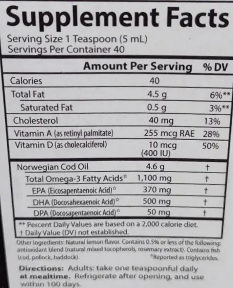 Жир печінки дикої норвезької тріски Carlson Cod Liver Oil смак лимона 200 мл - фото 2