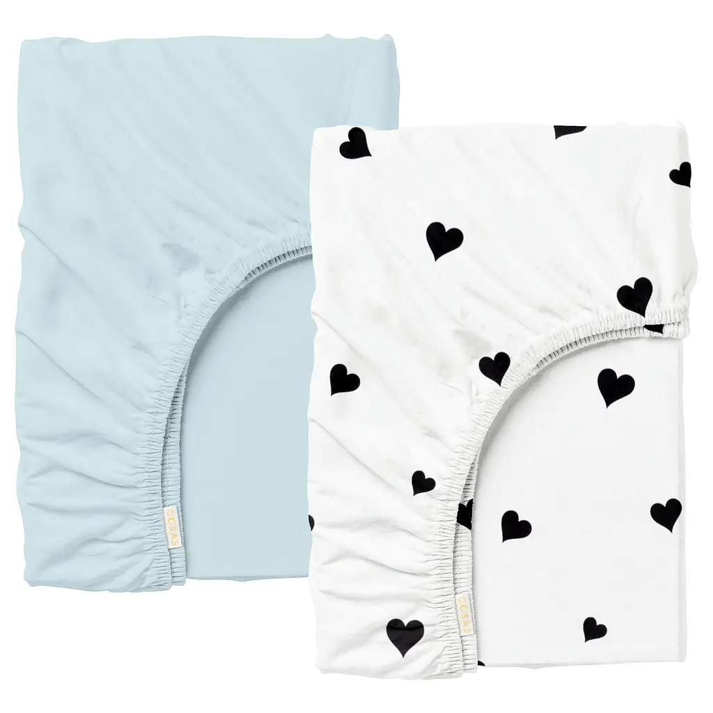 Набір простирадло на резинці 80х160 BLUE POKER HEARTS COSAS (4822052398296)
