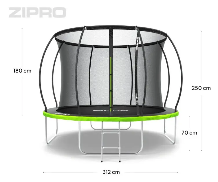 Батут із внутрішньою сіткою Zipro Jump Pro Premium 10 футів 312 см чорно-зелений (5907783039447) - фото 6