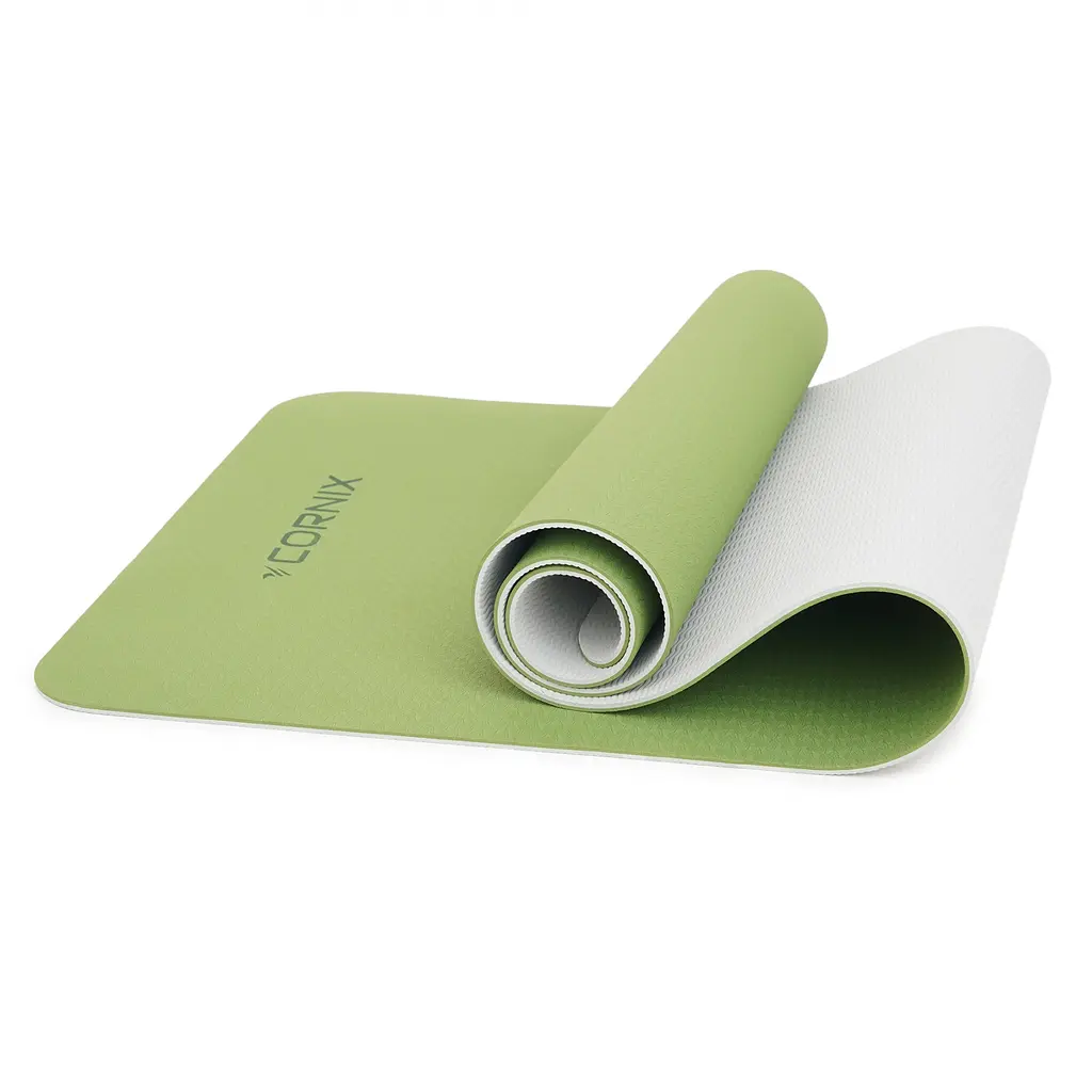 Килимок спортивний Cornix TPE 183 x 61 x 0.6 см для йоги та фітнесу XR-0008 Green/Grey - фото 3