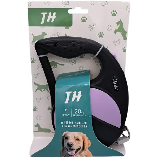 Повідець-рулетка TH Pet Dog для собак вагою до 20 кг чорно-фіолетовий 5 м