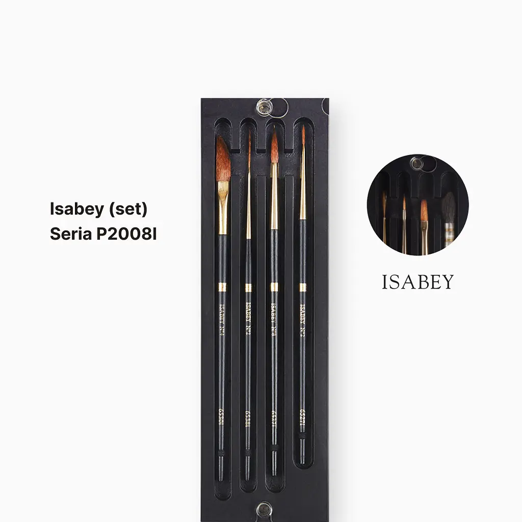 Набор кистей Isabey Isagold, 4 шт., для акварели, синтетика, футляр из дерева - фото 5