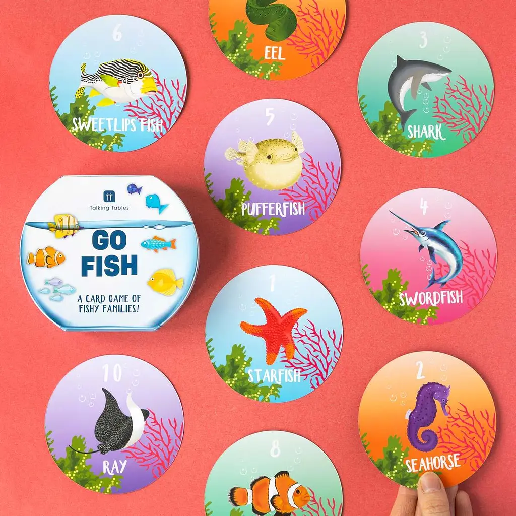 Настільна карткова гра Talking Tables Go Fish сімейна гра про морських мешканців англійська версія 40 карток від 5 років (SKU-213) - фото 2