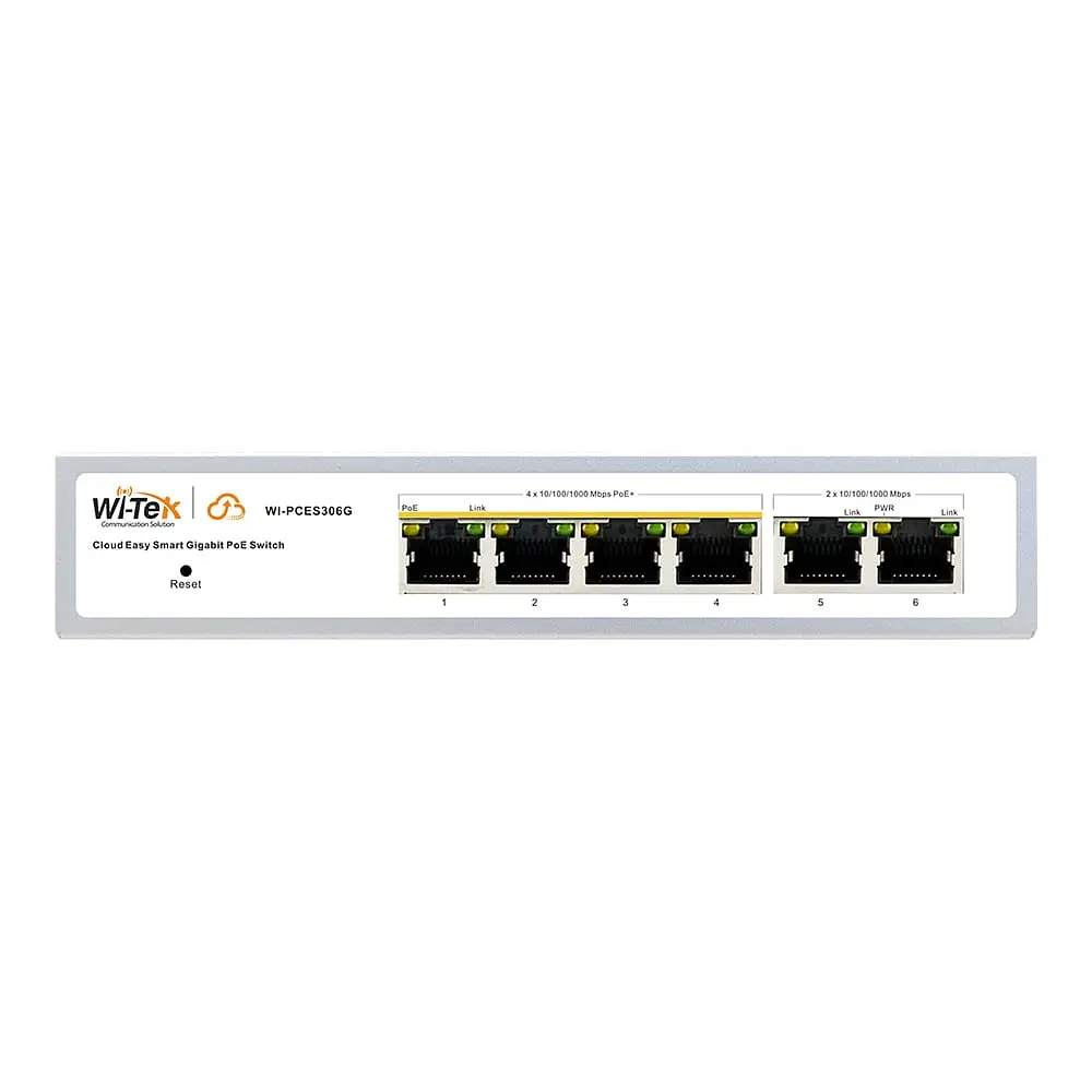 PoE-комутатор 6-портовий керований Wi-Tek WI-PCES306G V2 гігабітний, 4x1000Mbps PoE+, 2x1000Mbps Uplink, 60W, Cloud, ONVIF (73-00251) - фото 4