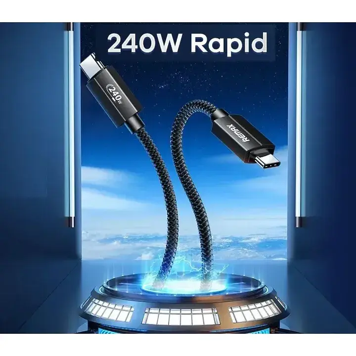 Кабель Remax RC-C035 USB C - USB C USB 2.0 240 W 1 м чорний - фото 2