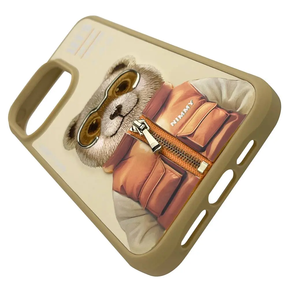 Чохол Nimmy 3D Matal Buttons Apple iPhone 15 Pro Bear Khaki - фото 2