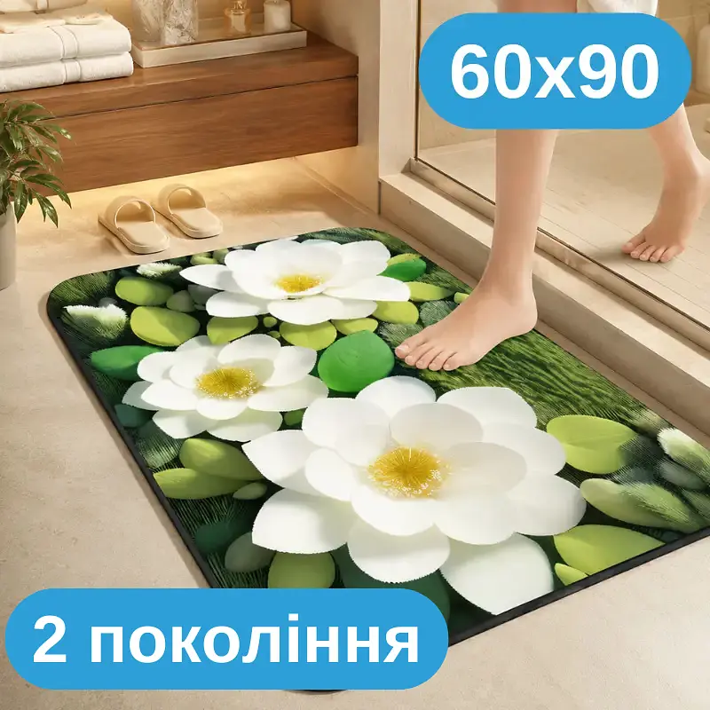 Килимок у ванну 60×90 см — вологопоглинаюче покриття з матеріалу другого покоління, абсорбуючий антиковзкий KT9000317 - фото 3
